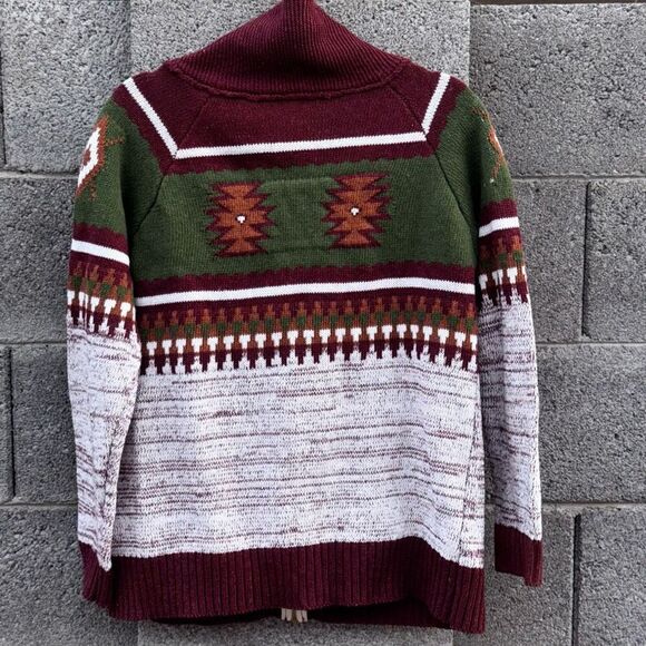 Grandpa Aztec Metal Zip up Sweater Medium Large - Picture 3 of 5